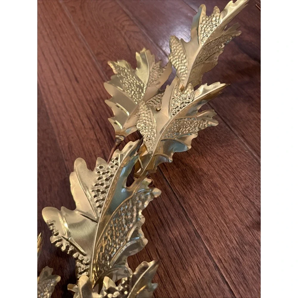Vintage Brass HOMCO Home Interior Leaf Leaves Swag Wall Decor Hanging Set Of 2